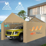 Carport Canopy Tent Sidewalls for 10x20x8.6FT Car Garage with Ball Bungees, Heavy Duty Portable Shelter Logic Replacement Covers (Frame is not Included) (Khaki) Yustuf