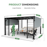 LUXIJOY 10' X 12' Outdoor Retractable Pergola, Aluminum Pergola with Retractable Sun Shade Canopy, Patio Metal Pergola for Deck, Backyard, Garden LUXIJOY