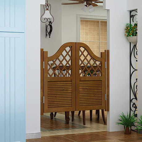 Wooden Cafe Swing Doors, Solid Wood Cafe Swinging Doors,Indoor Premade Saloon Swing Door Pinemade, w/Double Action Spring Hinges, Parlor Butler Door Shopping Mall Kitchen Hallway Fence Gate, 4 Colors ENWINDXS