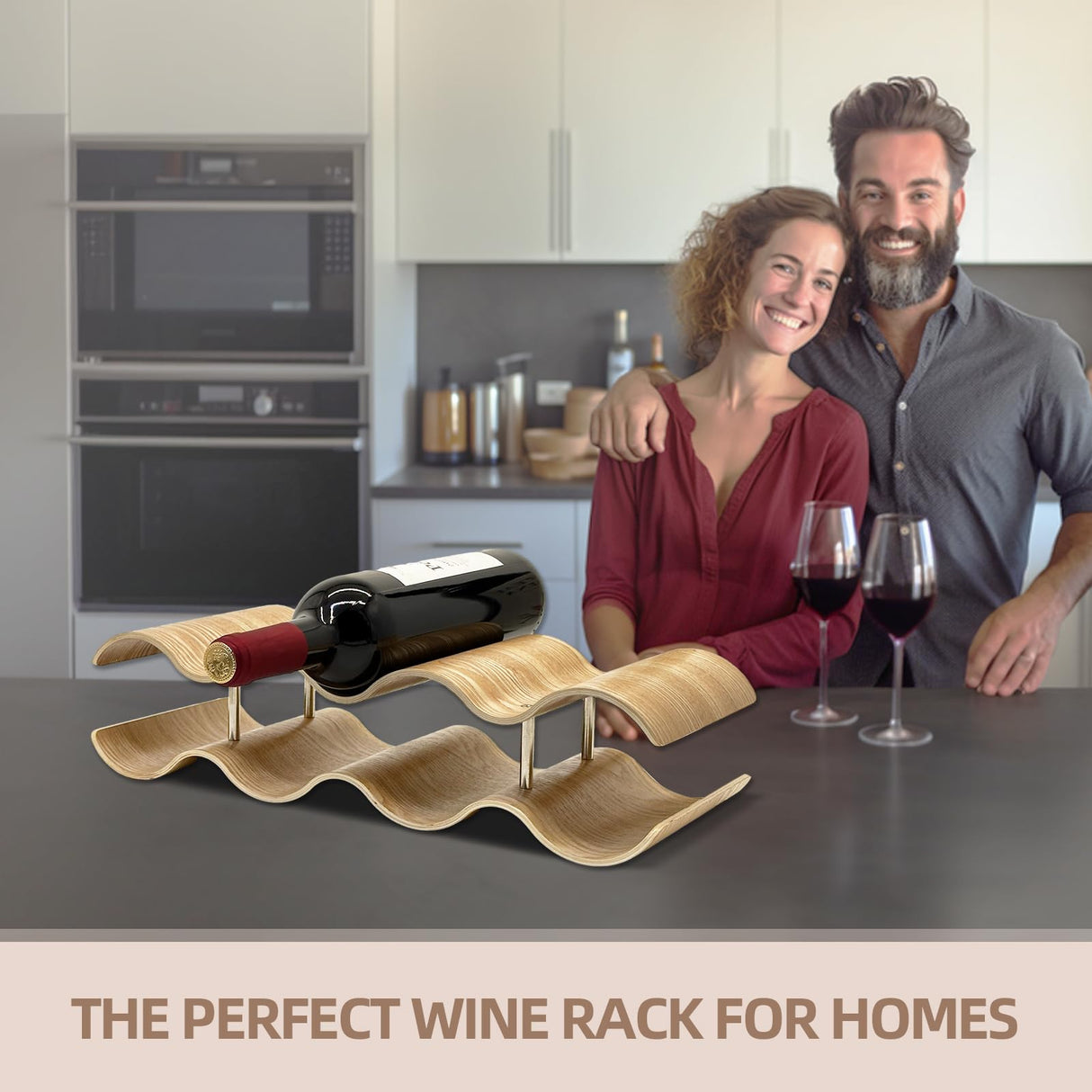 Bellglee Wine Racks Countertop, 2-Tier Wooden Wine Rack Inserts for Cabinet, Bottle Holder Stand, 7 Bottles Freestanding Wine Storage Cabinet Shelf Organizer for Home Décor, Bar and Pantry Bellglee