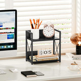 Giikin Countertop Organizer, 2 Tier Coffee Station Organizer for Desktop, Wood Counter Shelf Spice Rack for Kitchen (Black, M) Giikin