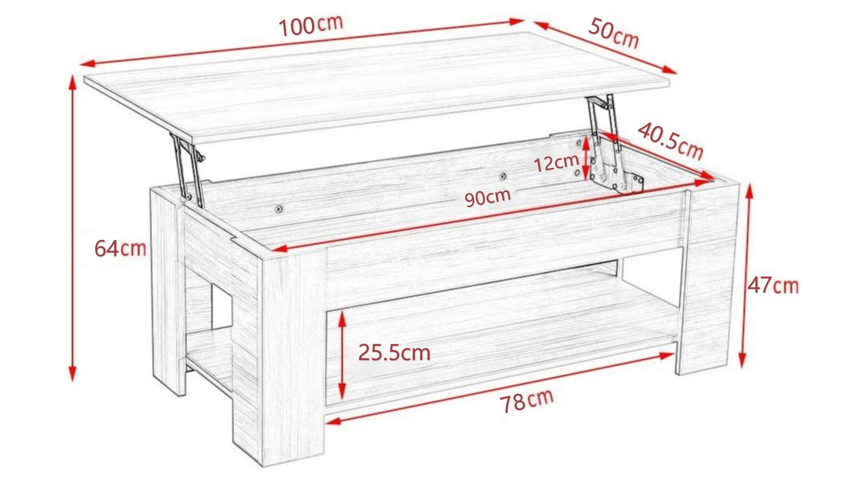 Panana Modern Lift Up Top Coffee Table with Hidden Storage and 1 Shelf Wooden Tea Table Sofa End Table for Living Room, Office, 39.4" x 19.7" x 18.5" (White) Panana