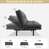 MUUEGM Futon Sofa Bed Memory Foam Small Loveseat Sleeper Sofa Dark Grey with Adjustable Backrest Removable Armrests for Small Space Office Couch,Living Room,Apartment MUUEGM