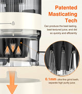 Cold Press Juicer, Updated Masticating Juicer Machines with 5" Feeding Chute Fit Whole Fruits &Vegetables, 99.6% Juice Purity, Streamlined Parts Easier to Clean/1.5L Capacity/2 Cups Included Zasmira