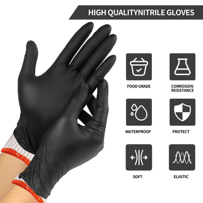 ZFYOUNG 100 Pcs Disposable BBQ Gloves with 3 Pairs Cotton Liners Grilling Gloves,BBQ Cooking Gloves,Washable Cotton Liners Powder Latex Free Nitrile Gloves.