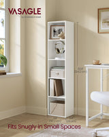 VASAGLE Custos Collection - Bookshelf, 5-Tier Bookcase, Book Shelf, Open Storage Shelf, 9.4 x 11.9 x 52.8 Inches, for Living Room, Home Office, Dinning Room, Cloud White ULBC419W01 VASAGLE