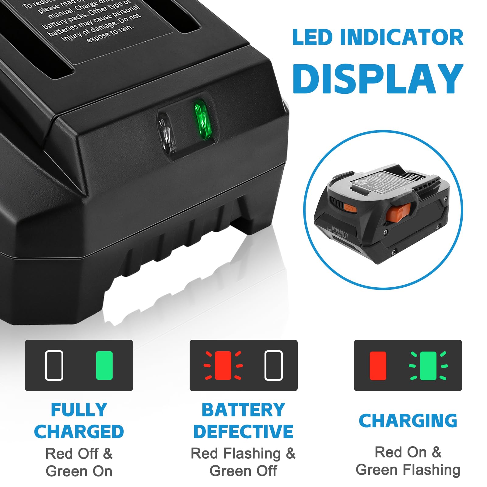 1 Pack 18V R86092 Fast Lithium Replacement Battery Charger R86092 Compatible with Ridgid 18 Volt Battery R840083 R840085 R840086 R840087 AC840085 AC840086 AC840087P AC840089 Cordless Power To - WoodArtSupply