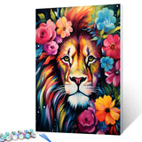 Tucocoo Lion Face Close-up Paint by Numbers Kits 16x20 inch Canvas DIY Oil Painting for Adults with Brushes and Acrylic Pigment - Beautiful Flowers Animal Picture for Home Decor Gifts (Without Frame) Tucocoo