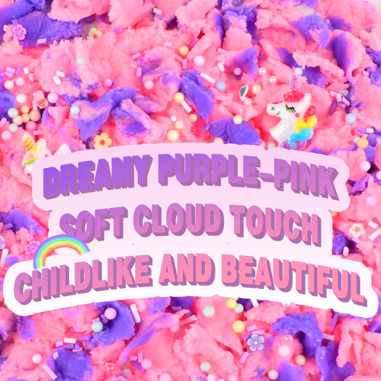 Unicorn Cloud Slime for Kids – Pink & Purple DIY Slime with Unicorn & Rainbow Charms –Stretchy Toy for Girls&Boys – Soft Scented Sensory Gift for Kids WUJYLY