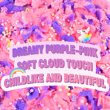 Unicorn Cloud Slime for Kids – Pink & Purple DIY Slime with Unicorn & Rainbow Charms –Stretchy Toy for Girls&Boys – Soft Scented Sensory Gift for Kids WUJYLY