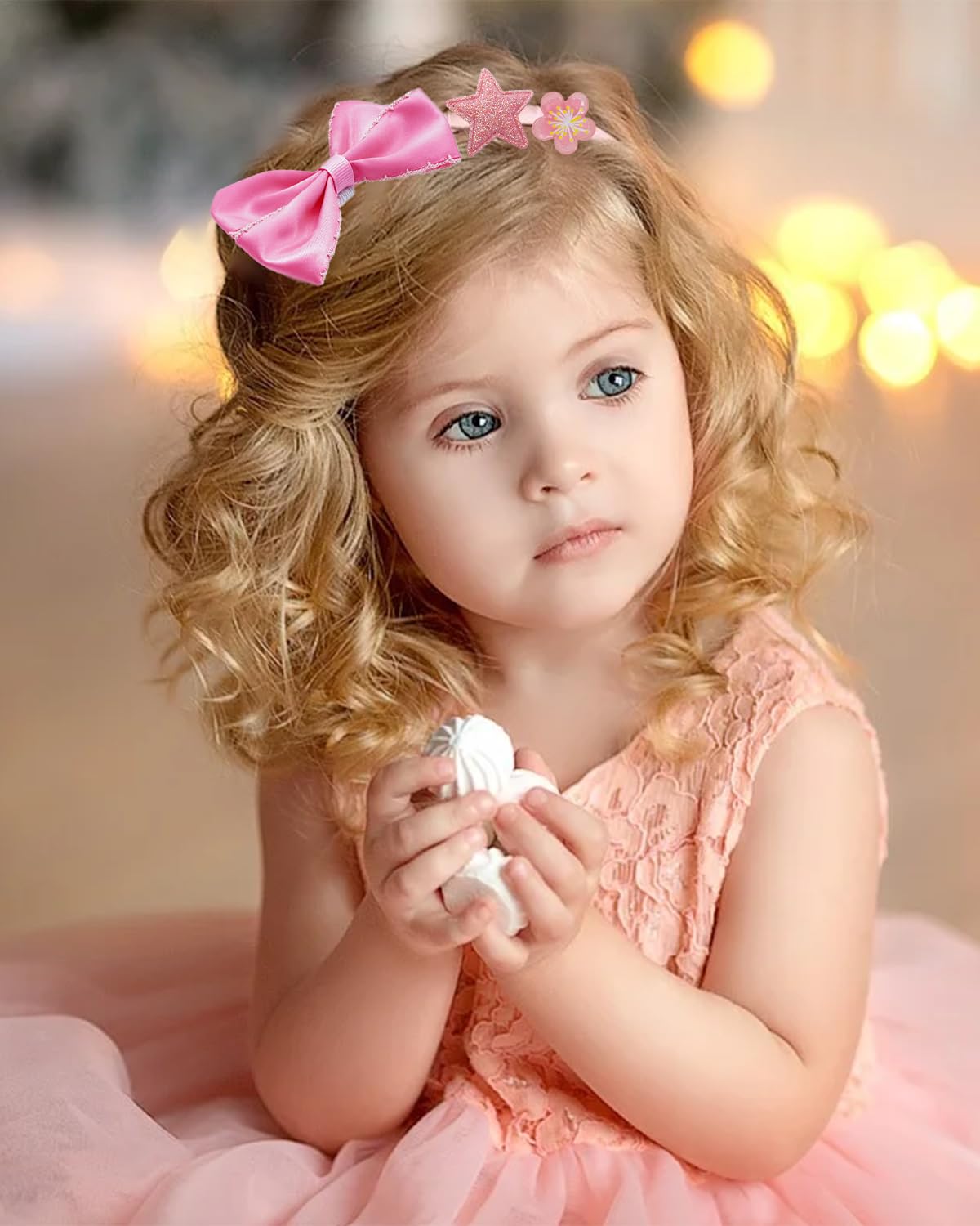 PET SHOW 50 Pack Big Flower Girl Headbands for Litter Girls with Teeth Interchangeable Charms Removable Bows Slip on Head Bands Hair Clips DIY Hair Bands Accessories Making Kit Birthday Gift PET SHOW