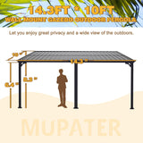 MUPATER 10'x 14' Gazebo, Outdoor Pergola on Clearance with Aluminum Frame, Outdoor Patio Lean to Gazebo Awnings for Deck, Porch and Backyard MUPATER
