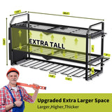 BCJJ Power Tool Organizer Wall Mount with Charging Station, Heavy Duty Steel, 3 Shelves, Black, 26.37 x 7.87 x 14.14 inches, Garage, Workshop, Shed, Tool Room BCJJ