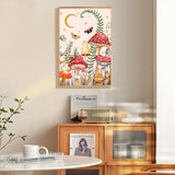 Framed Paint by Numbers Kit for Adults Beginner & Kids Ages 8-12, Moon Mushroom Forest Paint by Number with Frame, Easy Acrylic Butterfly Painting by Numbers Kit on Canvas 8x12 inch Fountor