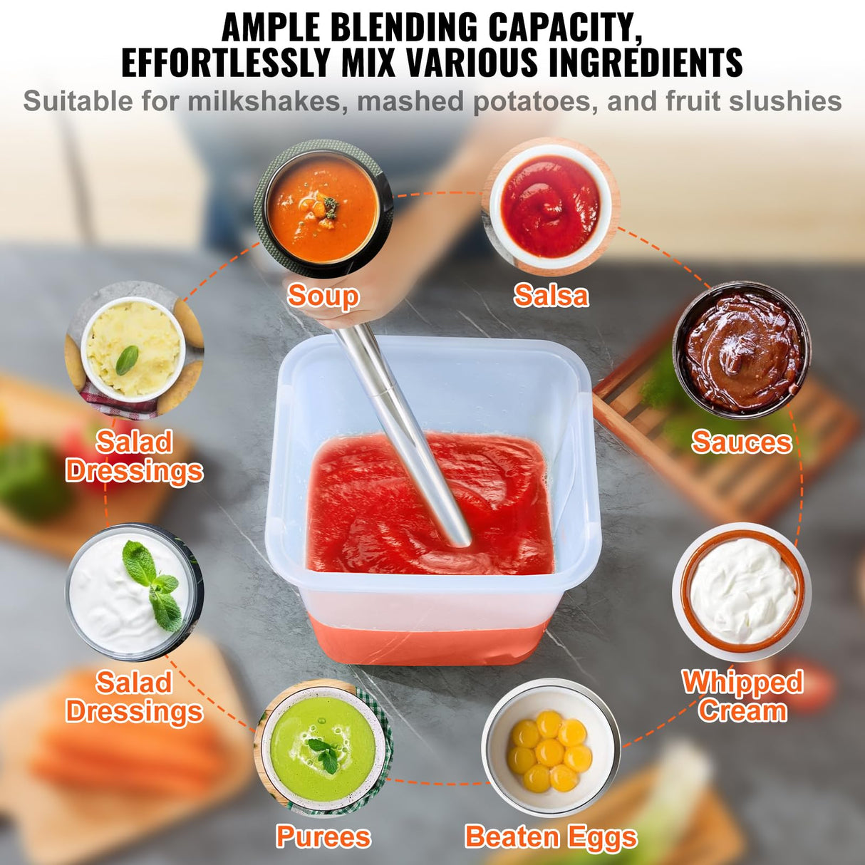 VEVOR Commercial Immersion Blender, 500 Watt 20Inch Heavy Duty Hand Mixer, Variable Speed Mixer with 304 Stainless Steel Blade, Multi-Purpose Portable Mixer for Soup, Smoothie, Puree, Baby Food VEVOR