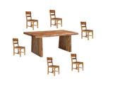 Brown Solid Wood 7-Piece Dining Set with Live Edge Table and Chairs Taran Designs