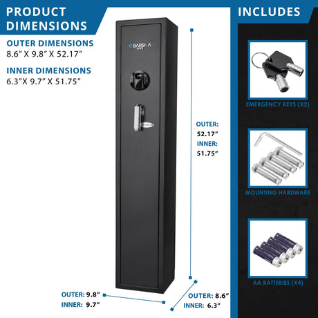 BARSKA AX12760 Keypad Biometric Fingerprint 4 Position Rifle Safe 1.83 Cubic Ft, Black BARSKA