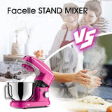 Facelle Stand Mixer, Electric Kitchen Mixer, 660W 6 Speed Tilt-Head stand mixer with Pulse Button, Attachments include 6.5 QT Bowl, Dishwasher Safe Beater, Dough Hook, Whisk & Splash Guard - Purple Facelle