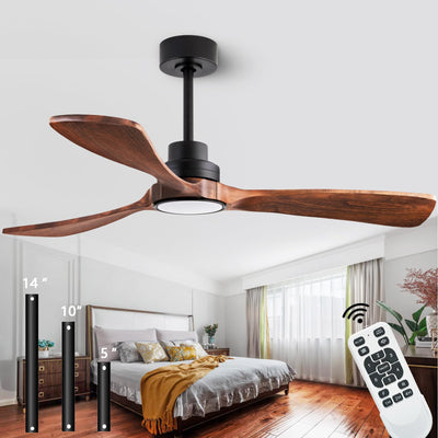 dearnow 52" Wood Ceiling fan, (with light with remote control) with 3 solid wood blades, wooden ceiling fan for indoor and outdoor use, suitable for living room, dining room, patio and more.