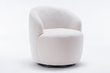 INMOZATA Swivel Barrel Chair, Teddy Fabric Swivel Accent Armchair Barrel Chair with Metal Base, Upholstered Comfy 360°Round Single Reading Chair for Living Room Bedroom,Ivory INMOZATA