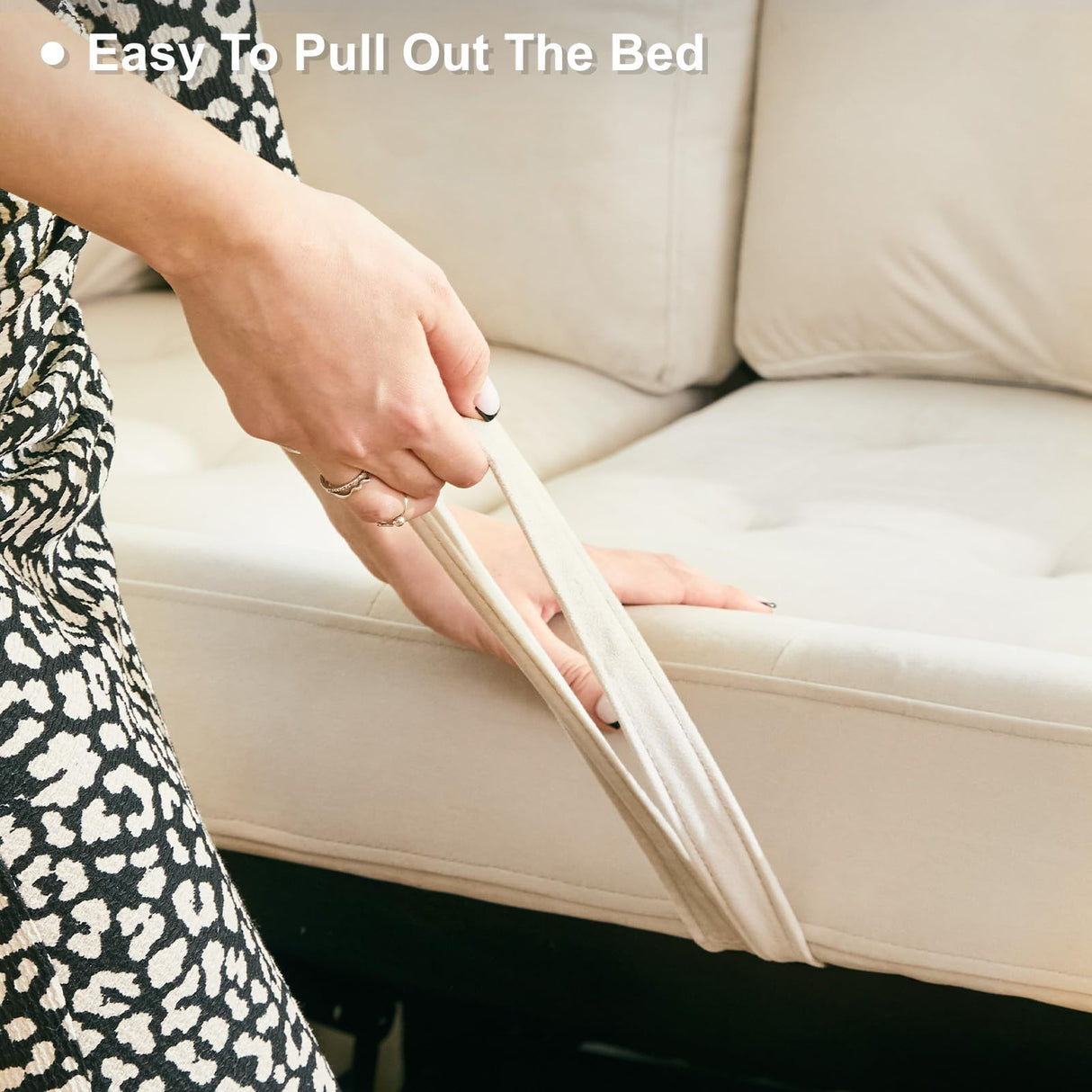 Belffin Modular Sectional Sleeper Sofa with Pull Out Couch Bed Velvet Convertible L Shaped Sectional Couch for Living Room Apartment Beige Belffin