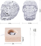 3D Skull Crystal Puzzle, 3D Puzzle Crystal Assembly Brain Teaser with Light-Up Wood Base, Plastic Crystal Puzzle, Fun Model Toy Gift Decoration for Adults & Kids Age 14 and Up, Clear, 49 Pieces SIRPERICE