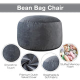 Large Bean Bag Chair for Adults/Kids with Filling, 3 ft Memory Foam Bean Bag Chairs with Filler Included, Ultra Soft Dutch Velvet Fabric, Bean Bag for Living Room - 3 Foot,Dark Gray EDUJIN