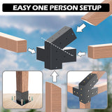 Grehitk Pergola Kit, Slanted Roof Pergola Brackets Kit, DIY Pergola Kit 3-Way 120° Corner Bracket and 40°4-Way Corner Bracket with Pergola Post Base for 4x4''Wood Beams Elevated Wood Stand Kit Grehitk