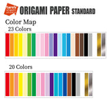 [Taro's Origami Studio] Standard 6 Inch One Sided 20 Colors 300 Sheets Square Easy Fold Premium Japanese Paper for Beginner (Gold and Silver Included) Made in Japan Taro's Origami Studio