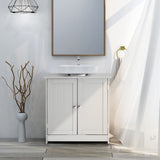 Bonnlo Pedestal Sink Storage Cabinet with 2 Doors Traditional Under Sink Cabinet Bathroom Space Saver Organizer with Adjustable Shelf White 3 5/8" W x 11 7/16" D x 23 5/8" H Bonnlo