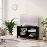 Gyger 43 Inches TV Stand,Mid Century Modern Entertainment Center with 4 Open Shelves Farmhouse TV Media Console Table for Living Room,Bedroom,Television Stand up to 50 Inches(Black) Gyger
