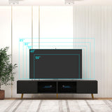 Bonzy Home 86" TV Stand, Modern Entertainment Center for 75" TV, Television Console Table with Storage Cabinets for Living Room, Black Bonzy Home