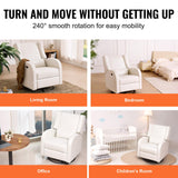 VEVOR Electronic Power Recliner and Swivel Glider, 250 lbs Weight Capacity Swivel Glider Recliner Chair with USB Port, Polyester Surface Swivel Rocker Recliner for Living Room, Bedroom, Off White VEVOR
