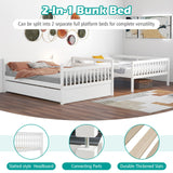 Giantex Full Over Full Bunk Bed with Trundle, Solid Wood Trundle Bed Frame w/Guardrails and Ladder, Convertible to 2 Beds, Full Size Bunk Beds for Adults Kids Teens, No Box Spring Needed, White Giantex