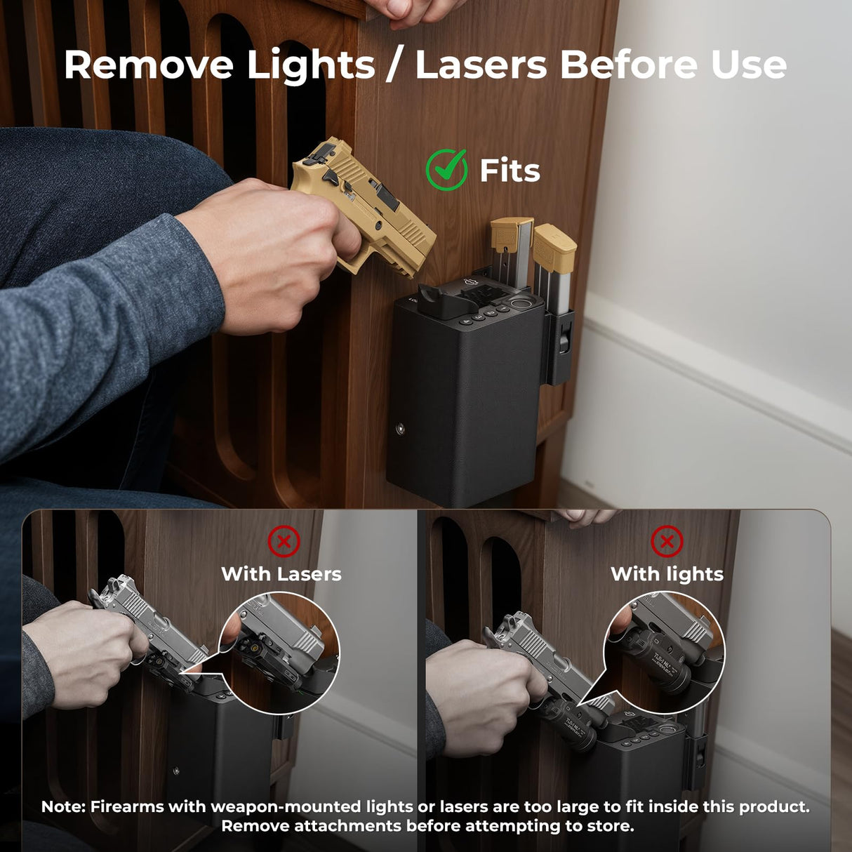 ONNAIS Biometric Pistol Gun Safe – Car and Bedside gun Safe for handgun with Fingerprint Trigger Lock for Quick Access, Fast Entry for Vehicle Console or Any Mountable Spot, Gifts for Men ONNAIS