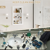 Solid Wood 14 X 24 Recessed Medicine Cabinet,3-Tier, Medicine Cabinet Organizer,Wall Niche, Bathroom Wall Cabinet, Recessed Bathroom Cabinet,recessed Wall Cabinet, Bathroom Cabinet With Storage, White BPMFDTNL