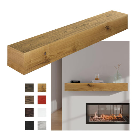 Pennsylvania Woodworks Fireplace Mantel, Handmade in The USA, Oak Wood Wall-Hanging Mantel Shelf, Farmhouse Wall Shelf Design, Easy to Mount and Heavy Duty, 60 in, Large, White Oak Pennsylvania Woodworks