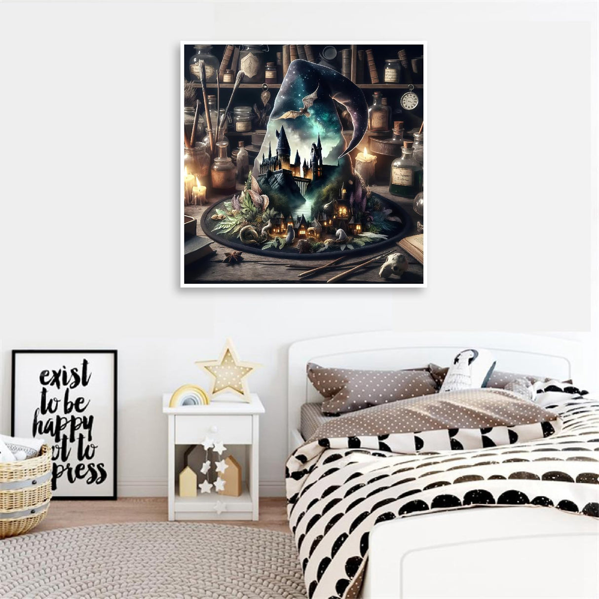 Paint by Numbers Kit for Adults Beginner, Halloween Hat Landscape Adult Paint by Number Kits On Canvas, DIY Oil Painting Kits for Gift Home Wall Decor 16x16 Inch BYGFHLYW