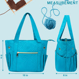 Veirdro Crochet Bag Organizer for Yarn Storage, Velvet Knitting Tote Bag with Double Handle for Crochet Accessories, Portable Travel Case for Yarn Balls, Crochet Hooks& Knitting Needles Holder (Teal) Veirdro