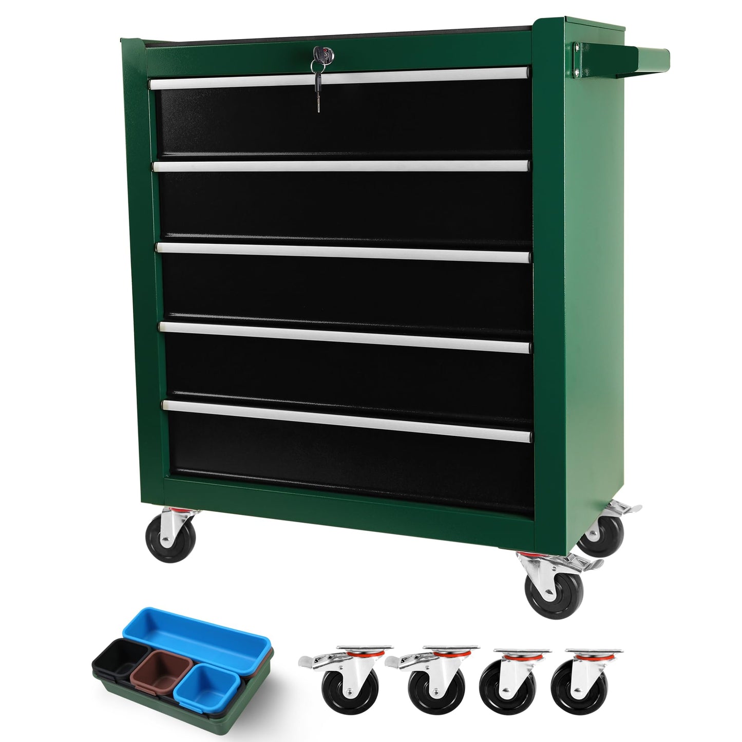 Tool Chest, 5 Drawers Rolling Tool Chest with Wheels, Portable Rolling Tool Box on Wheels, Tool Chest Organizer for Garage, Workshop, Home Crafts Use - WoodArtSupply