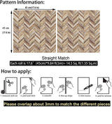 Meihodan Handpainting Peel and Stick Wallpaper Herringbone Wood Panel Self-Adhesive Prepasted Wallpaper Wall Mural 17.7in x 9.8ft Meihodan