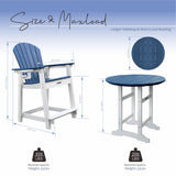 YUSSJI Tall Adirondack Chairs Patio Bar Tables Set of 5 Weather Resistant HDPE 35" Round Outdoor Bar Adirondack Barstools Plastic Height Table Pub, for Garden, Backyard, Yard, Pool, Fire, Pit (Blue) YUSSJI