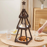 Cotata 41.3 inch 3-Tier Christmas Bookcase,Ladder Corner Solid Wood Tree Bookshelf for liveroom，Walnut Cotata