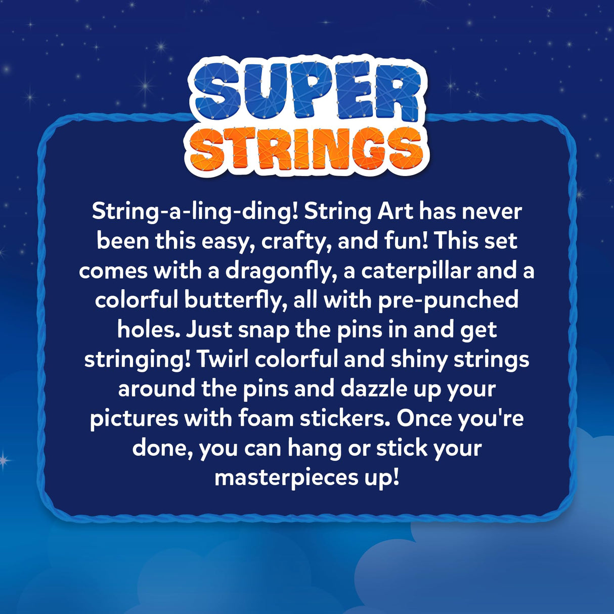 Skillmatics String Art Activity - Bugs & Butterflies, Mess-Free Art for Kids, Craft Kits & Supplies, DIY Decor & Creative Activity, Gifts for Girls & Boys Ages 6, 7, 8, 9, 10, 11, 12 Skillmatics