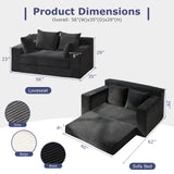 Convertible Sofa Bed, Boneless Couch Loveseat Sleeper, 2 in 1 Folding Couch Bed, Fold Out Comfy Floor Futon Sofa with Pillows for Living Room Bedroom, Black feliz home