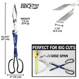 BBQ Croc 3 in 1 Barbecue Tool 18-inch - Lightweight and Long Tongs, Spatula and Grill Scraper (Blue) (18 inch Without Flashlight) BBQCroc