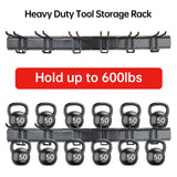 NOEAIKE Garage Storage Rack Hooks, 48 Inch Heavy Duty Wall Mount Garage Organization with 3 Rails and 6 Adjustable Double Wall Hooks,Hanging Shelves for Garden Tool/Broom/Mop(Black) NOEAIKE