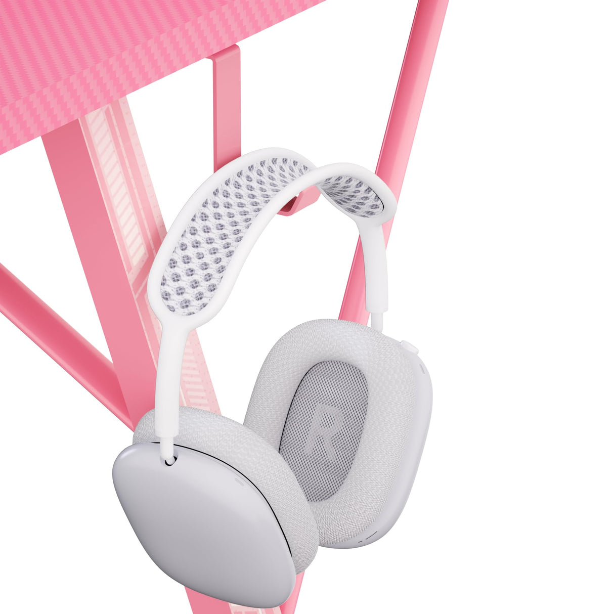 TIQLAB Gaming Desk with Power Outlets & LED 40 Inch Ergonomic Computer Carbon Fiber Surface Gamer Desk, Large Monitor Stand, Headphone Hook, PC Workstation for Bedroom, Pink Desk TIQLAB