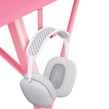 TIQLAB Gaming Desk with Power Outlets & LED 40 Inch Ergonomic Computer Carbon Fiber Surface Gamer Desk, Large Monitor Stand, Headphone Hook, PC Workstation for Bedroom, Pink Desk TIQLAB