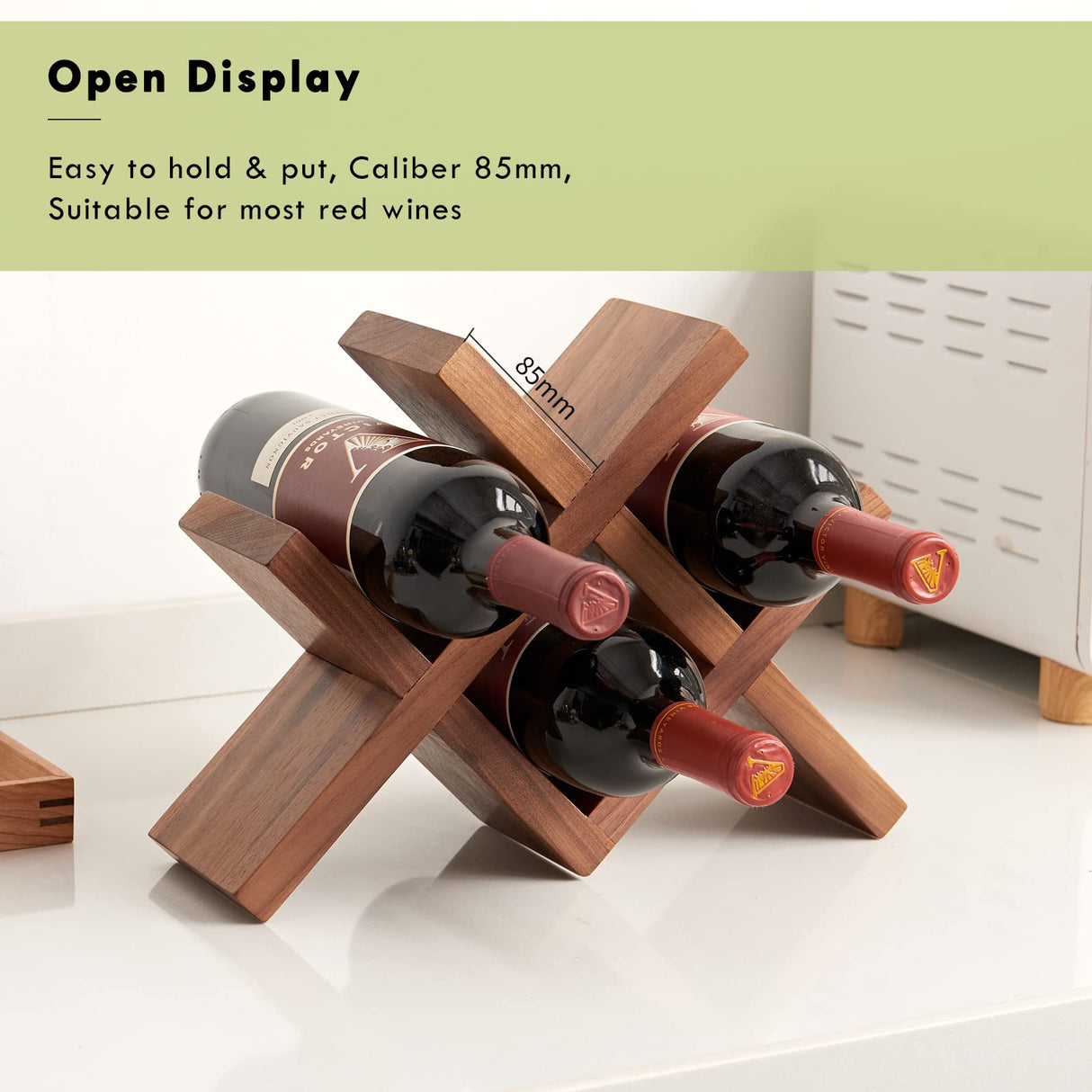 TRWISWDC Wine Rack Countertop Oak Wooden Wine Bottle Holder Rustic Free Standing Wine Storage Racks for Tabletop, Hutches and Display Cabinets - No Assembly Required (Walnut) TRWISWDC